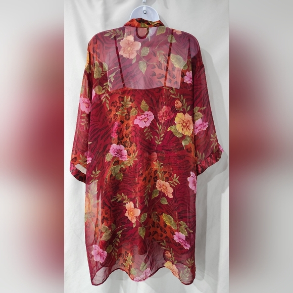 Sophia by delicates Nightie (S) Robe (M) Set Animal Print Floral Satin Coquette - Picture 3 of 7